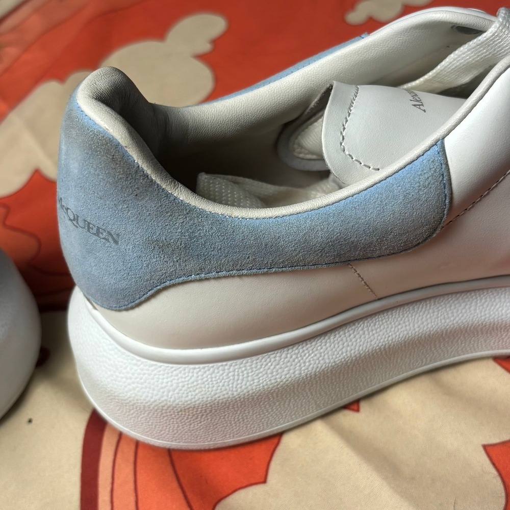 Alexander McQueen Oversized Sneakers White Light Blue Suede 553770 38.5 Designer - Picture 11 of 16